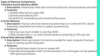 Instance Memory Components Explains Interdependency of the Components of the Computer | PPTX