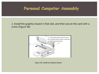 1. Install the graphics board in that slot, and then secure the card with a
screw (Figure 58).
Figure 58. Install the Graphics Board
 