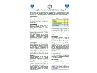 Primary Care Assessment Tool (PCAT) validation in Uruguay / Poster