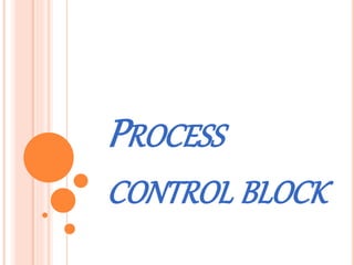 PROCESS
CONTROL BLOCK
 
