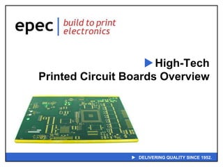  High-Tech
Printed Circuit Boards Overview

 DELIVERING QUALITY SINCE 1952.

 