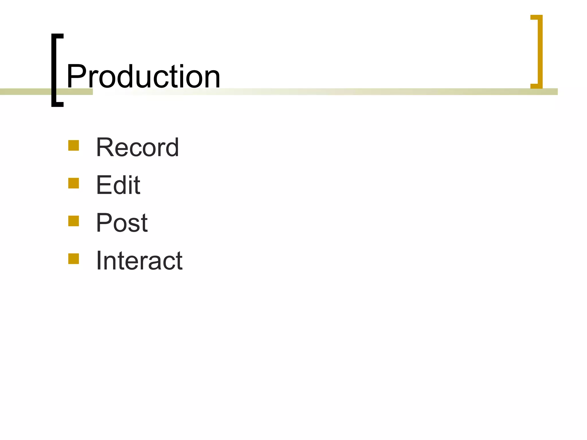 Production  Record Edit Post Interact 