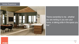 46
Surban Experience
“Home ownership to me , whether
you are renting or you own your
home, is taking pride in the space you
live.”
 
