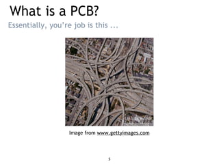 What is a PCB?
Image from www.gettyimages.com
Essentially, you’re job is this ...
5
 