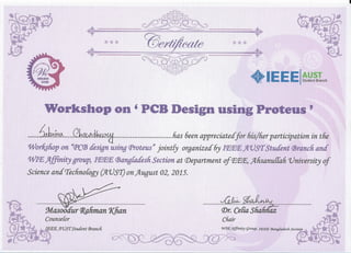 Pcb design using proteus workshop certificate