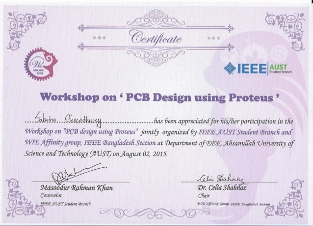 certificate for workshop participation
