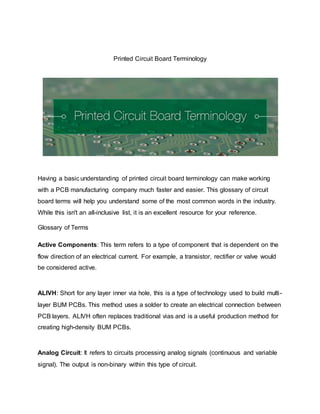PCB Terminologies in PCB designing | DOCX | Technology & Computing