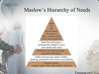 Maslow’s Hierarchy of Needs
Transparency 3-1
 