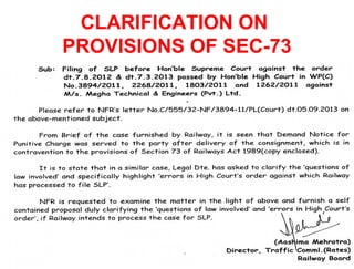 CLARIFICATION ON
PROVISIONS OF SEC-73
 