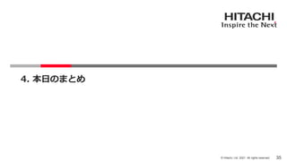 35
© Hitachi, Ltd. 2021. All rights reserved.
4. 本日のまとめ
 