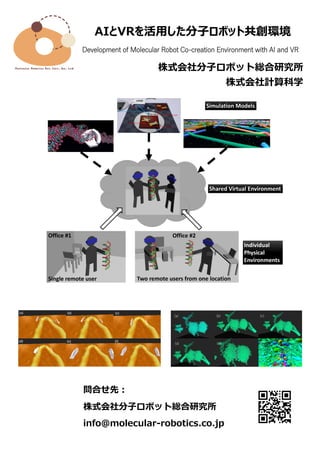 AIとVRを活用した分子ロボット共創環境
Development of Molecular Robot Co-creation Environment with AI and VR
株式会社分子ロボット総合研究所
株式会社計算科学
問合せ先：
...