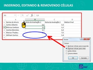 INSERINDO, EDITANDO & REMOVENDO CÉLULAS
 