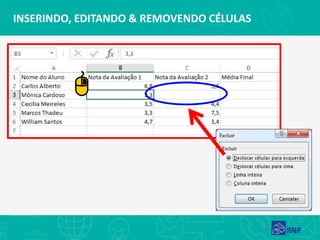 INSERINDO, EDITANDO & REMOVENDO CÉLULAS
 