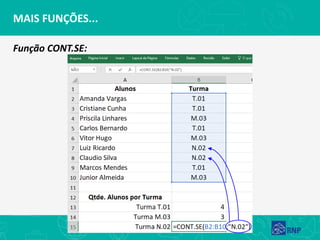 MAIS FUNÇÕES...
Função CONT.SE:
 