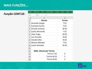 MAIS FUNÇÕES...
Função CONT.SE:
 