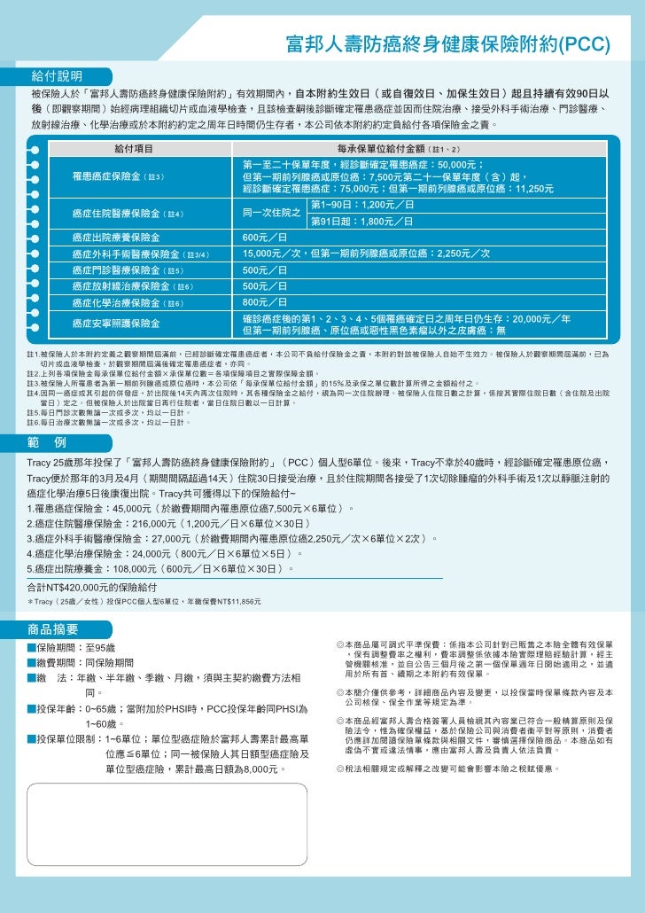 防癌終身附約pcc