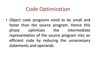 compiler design lecture: code optimization, target... Principles of Compiler Design | PDF