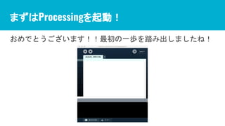 まずはProcessingを起動！
おめでとうございます！！最初の一歩を踏み出しましたね！
 