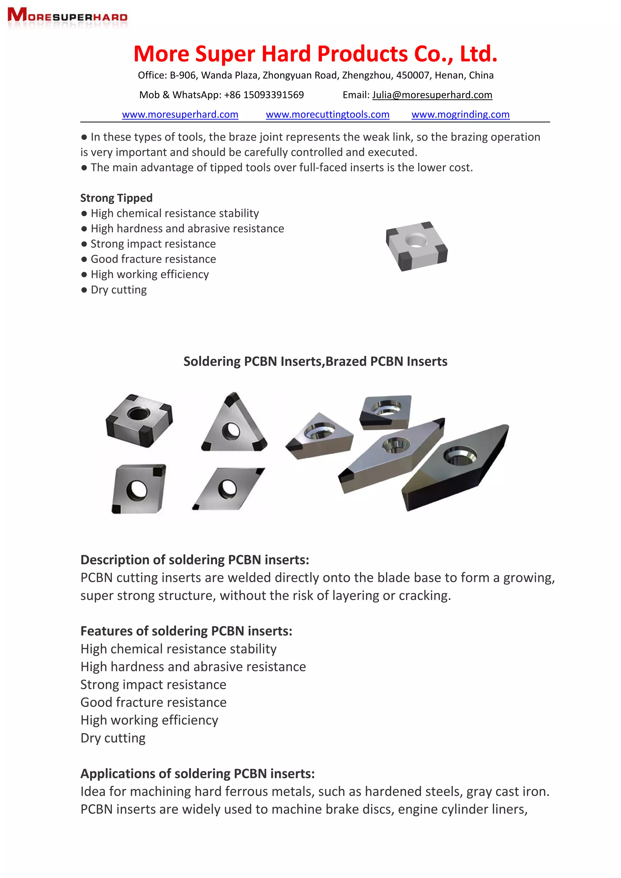 Moresuperhard PCD & PCBN inserts | PDF