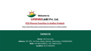 Welcome to
PCD Pharma Franchise in Andhra Pradesh
Contact Us
Name: Life Pure Labs
Address: SCF-255, 1st Floor, Motor Market, Manimajra, CHANDIGARH.
Mob: +91-8427290072, +91-7340712215
Landline: 0172-4629255
https://www.lifepurelabs.com/pcd-pharma-franchise-in-andhra-pradesh
 