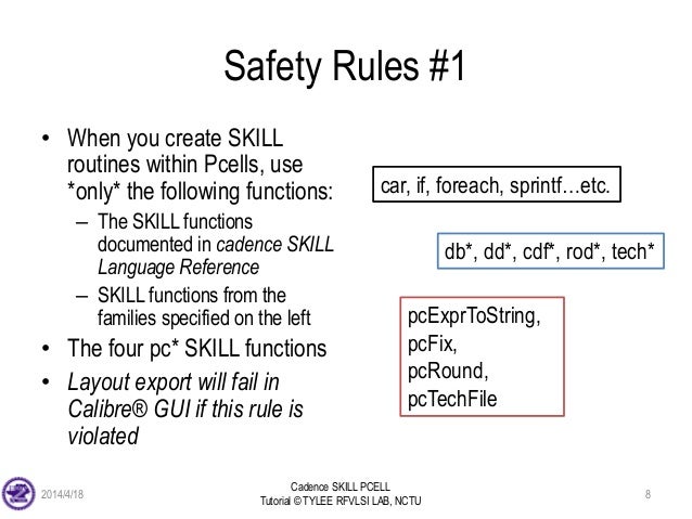 Cadence Skill Code Examples | SKILL programming references [INFN Torino ...