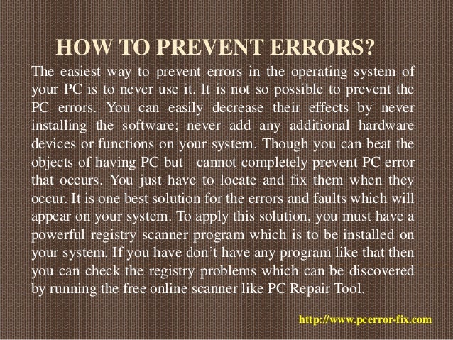 How to prevent from PC errors