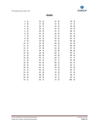 Pce Book Sample Pce sample question set 1 (eng) | PDF