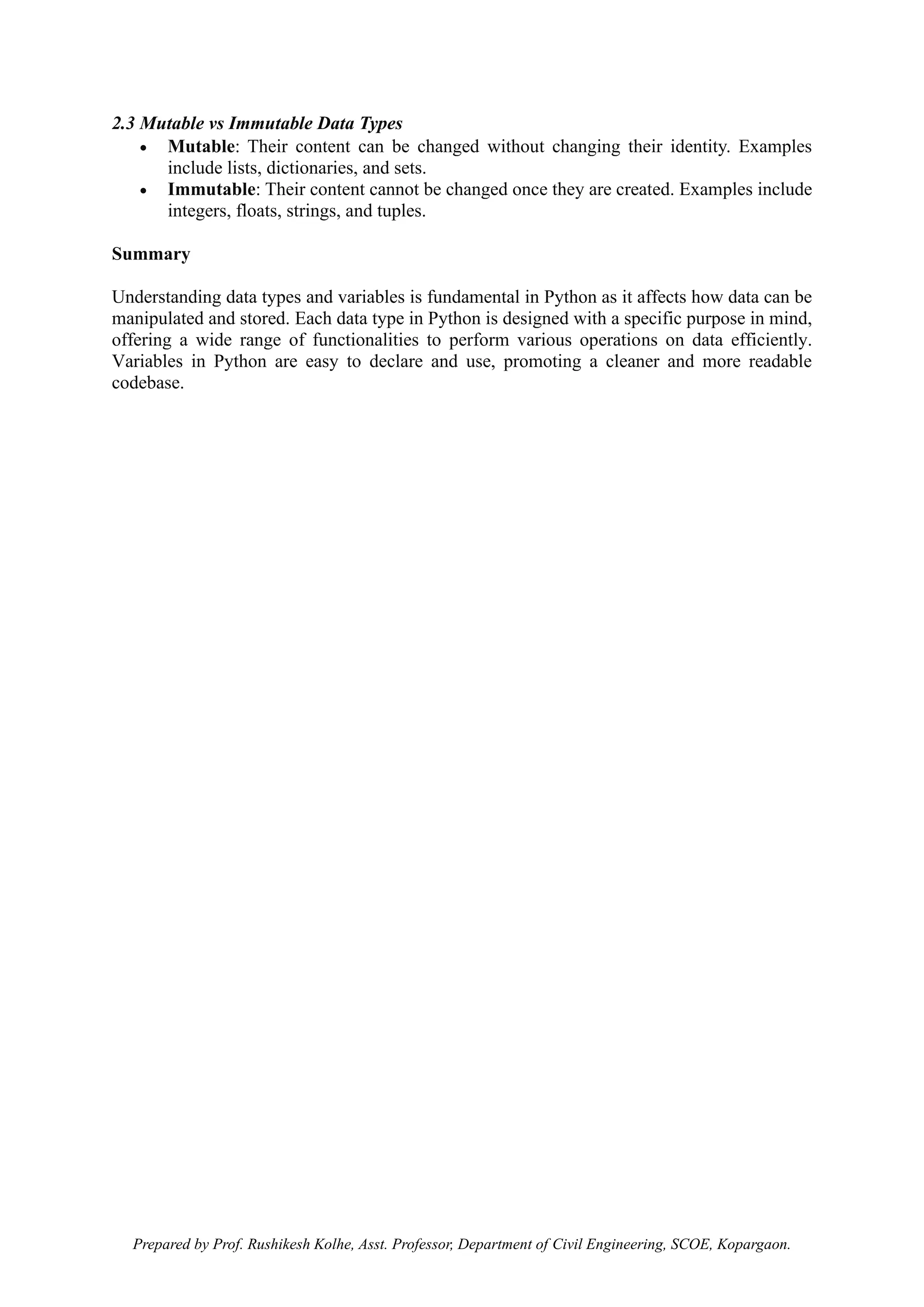 Programming in Civil Engineering_UNIT 2_NOTES | PDF | Programming ...
