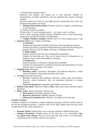 Programming in Civil Engineering_UNIT 2_NOTES | PDF image.