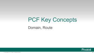 PCF Key Concepts 
Domain, Route 
© Copyright 2013 Pivotal. All rights reserved. 26 
 