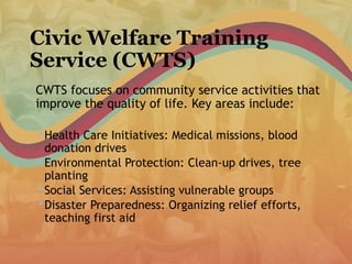 Outreach Program Cwts National Service Training Program: Youth Empowerment & Disaster ...