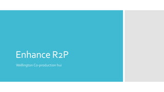 Enhance R2P
Wellington Co-production hui
 