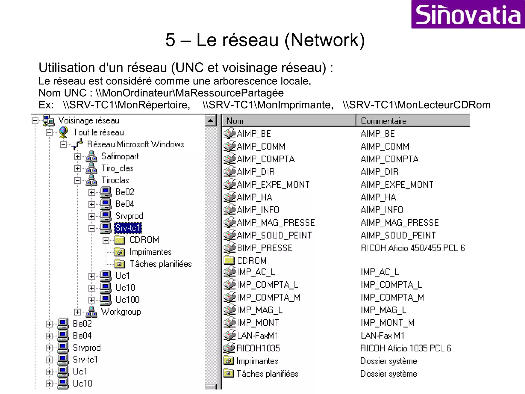 5 – Le réseau (Network) Transport d'une donnée en deux points du réseau (2 PC) 