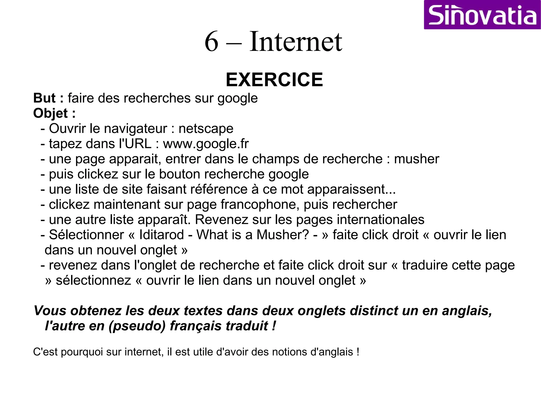 Navigateur :   Il existe plusieurs type de navigateur. Le plus connu Internet Explorer est fortement couplé avec le système d'exploitation. Ce qui lui confère la possibilité de lancer directement d'autres applications. Ceci pose de grâve problèmes de sécurité. Il existe d'autres navigateurs (alternatif : non livrés avec windows), mais souvent plus sûr (car non couplé à l'OS), tel que : Netscape, StarOffice, Eudora, etc... Pour des raisons de sécurité, nous avons choisit d'utiliser Netscape. 6 – Internet 
