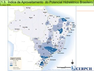 Fonte: Atlas de Energia Elétrica do Brasil (ANEEL, 2005)
1.3. Índice de Aproveitamento do Potencial Hidrelétrico Brasileiro
( março 2003)
 