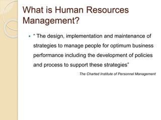 Basics in HR Management