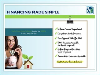 Pacific Coast Home Solutions keeping you GREEN
              in more ways than one
 