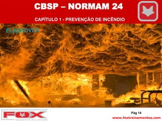 www.foxtreinamentos.com
.FLASHOVER
Pág 14
CBSP – NORMAM 24
CAPÍTULO 1 - PREVENÇÃO DE INCÊNDIO
 
