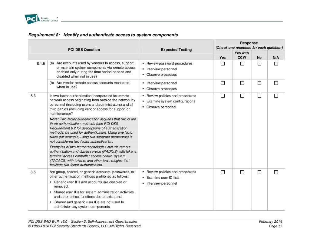 PCI Servces - PCI Compliance Questionnaire