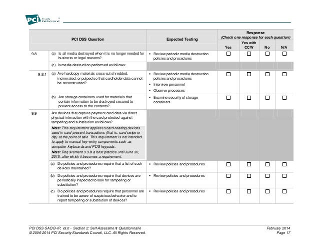 PCI Servces - PCI Compliance Questionnaire