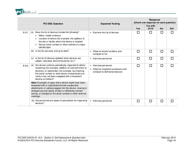 PCI Servces - PCI Compliance Questionnaire