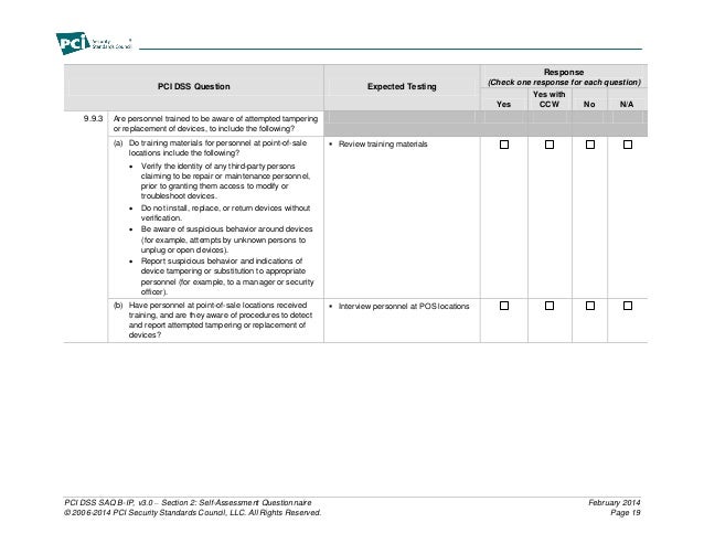 PCI Servces - PCI Compliance Questionnaire