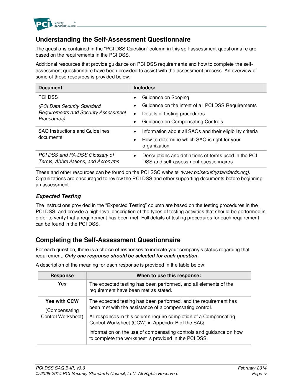 PCI Servces - PCI Compliance Questionnaire