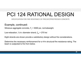 Example, continued:
Siliceous aggregate concrete, f’c = 5000 psi, normalweight.
Low-relaxation, ½-in.-diameter strand, fpu...