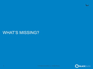 7 © 2015 Black Duck Software, Inc. All Rights Reserved.
WHAT’S MISSING?
 