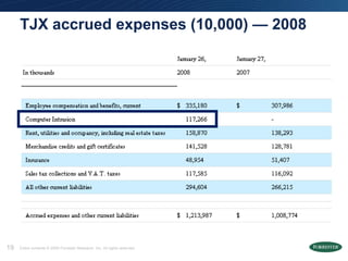 TJX accrued expenses (10,000) — 2008




19   Entire contents © 2009 Forrester Research, Inc. All rights reserved.
 