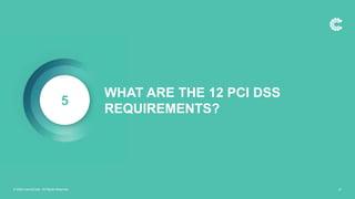 5
WHAT ARE THE 12 PCI DSS
REQUIREMENTS?
© 2020 ControlCase. All Rights Reserved. 21
 