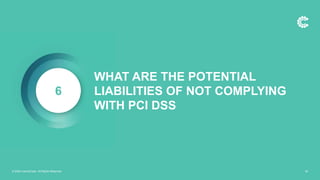 6
WHAT ARE THE POTENTIAL
LIABILITIES OF NOT COMPLYING
WITH PCI DSS
© 2020 ControlCase. All Rights Reserved. 34
 