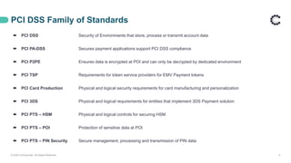 PCI DSS Family of Standards
© 2020 ControlCase. All Rights Reserved. 9
 PCI DSS Security of Environments that store, process or transmit account data
 PCI PA-DSS Secures payment applications support PCI DSS compliance
 PCI P2PE Ensures data is encrypted at POI and can only be decrypted by dedicated environment
 PCI TSP Requirements for token service providers for EMV Payment tokens
 PCI Card Production Physical and logical security requirements for card manufacturing and personalization
 PCI 3DS Physical and logical requirements for entities that implement 3DS Payment solution
 PCI PTS – HSM Physical and logical controls for securing HSM
 PCI PTS – POI Protection of sensitive data at POI
 PCI PTS – PIN Security Secure management, processing and transmission of PIN data
 