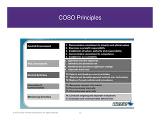 COSO Principles




© 2010 Grant Thornton International. All rights reserved.          13
 